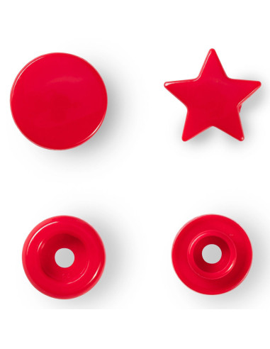 Set de 30 boutons pression Color Snaps Étoiles 12,4 mm - Rouge