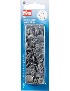 Set de 30 boutons pression Color Snaps Étoiles 12,4 mm - Gris argent