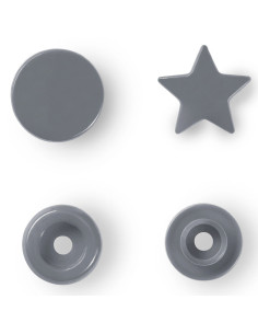 Set de 30 boutons pression Color Snaps Étoiles 12,4 mm - Gris argent 2