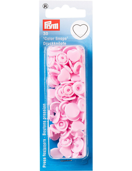Set de 30 boutons pression Color Snaps Coeurs 12,4 mm - Rose