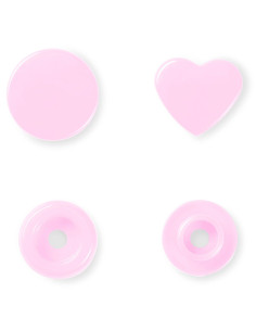 Set de 30 boutons pression Color Snaps Coeurs 12,4 mm - Rose 2