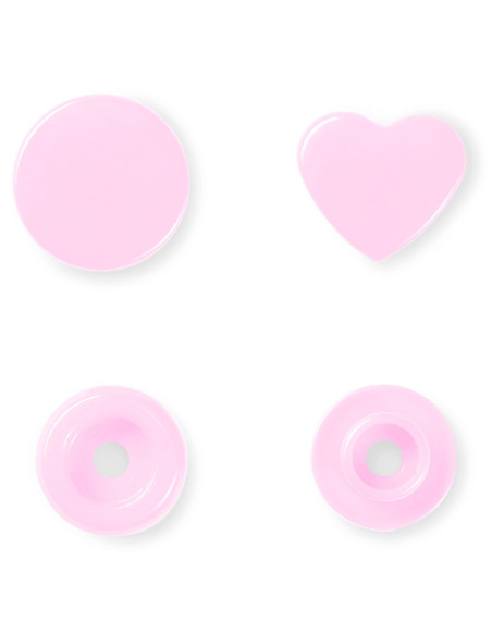 Set de 30 boutons pression Color Snaps Coeurs 12,4 mm - Rose