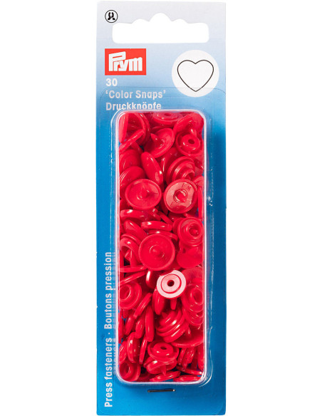 Set de 30 boutons pression Color Snaps Coeurs 12,4 mm - Rouge