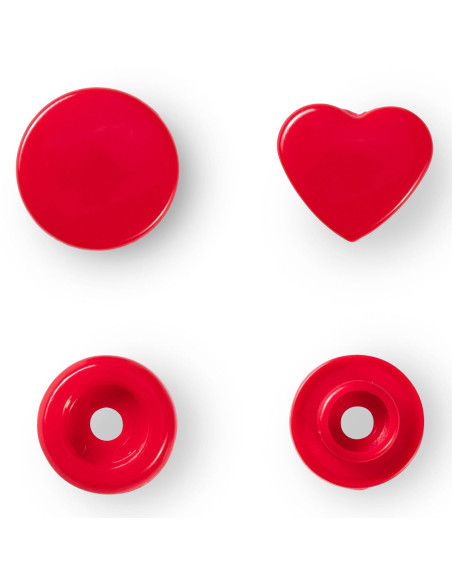 Set de 30 boutons pression Color Snaps Coeurs 12,4 mm - Rouge