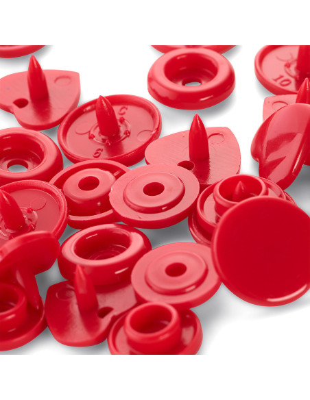 Set de 30 boutons pression Color Snaps Coeurs 12,4 mm - Rouge