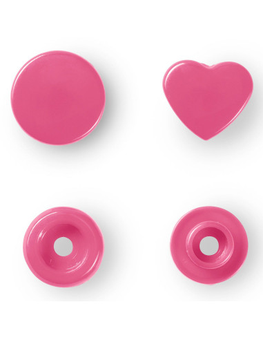 Set de 30 boutons pression Color Snaps Coeurs 12,4 mm - Fuchsia