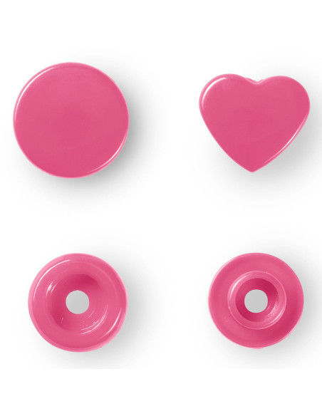 Set de 30 boutons pression Color Snaps Coeurs 12,4 mm - Fuchsia