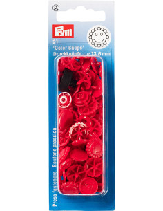 Set de 21 boutons pression Color Snaps Fleurs 13,6 mm - Rouge