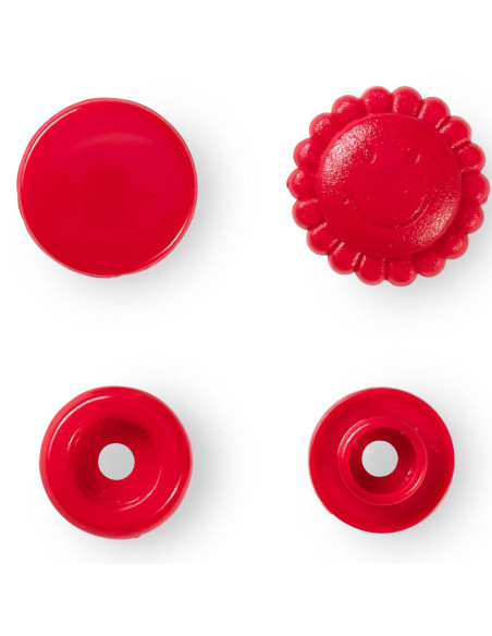 Set de 21 boutons pression Color Snaps Fleurs 13,6 mm - Rouge