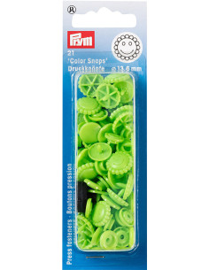 Set de 21 boutons pression Color Snaps Fleurs 13,6 mm - Vert