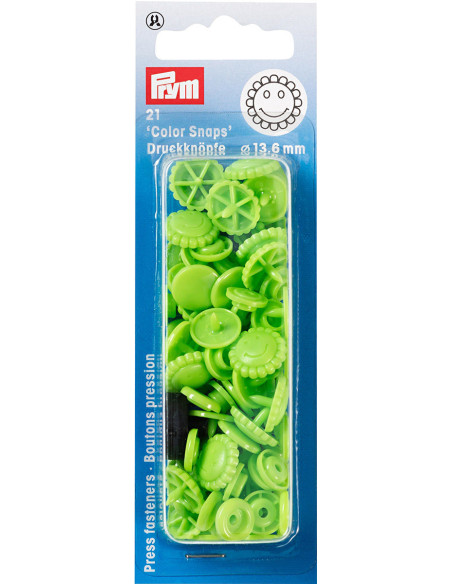 Set de 21 boutons pression Color Snaps Fleurs 13,6 mm - Vert