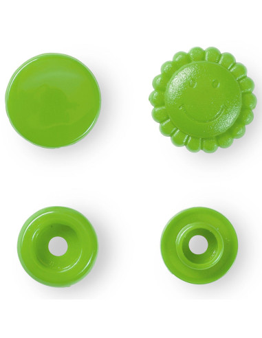 Set de 21 boutons pression Color Snaps Fleurs 13,6 mm - Vert