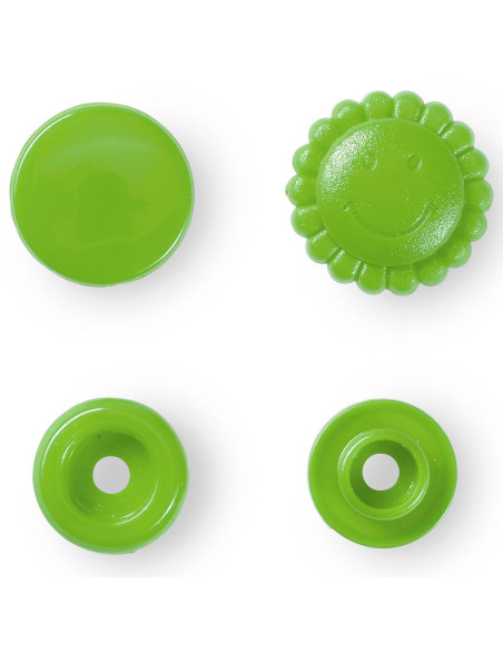 Set de 21 boutons pression Color Snaps Fleurs 13,6 mm - Vert