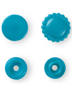 Set de 21 boutons pression Color Snaps Fleurs 13,6 mm - Turquoise 2