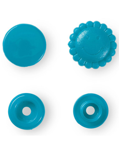 Set de 21 boutons pression Color Snaps Fleurs 13,6 mm - Turquoise
