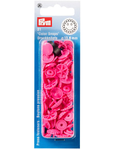 Set de 21 boutons pression Color Snaps Fleurs 13,6 mm - Fuchsia