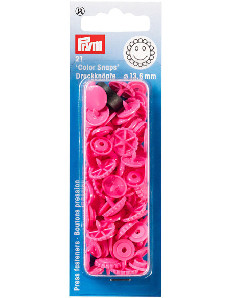 Set de 21 boutons pression Color Snaps Fleurs 13,6 mm - Fuchsia