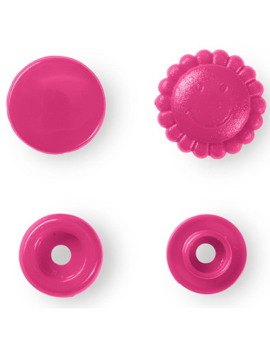 Set de 21 boutons pression Color Snaps Fleurs 13,6 mm - Fuchsia