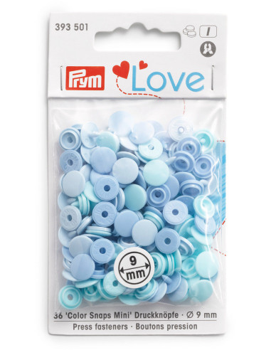 Set de 36 boutons pression Color Snaps Mini 9 mm - Camaïeu Bleu