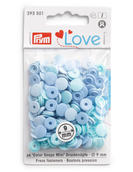 Set de 36 boutons pression Color Snaps Mini 9 mm - Camaïeu Bleu