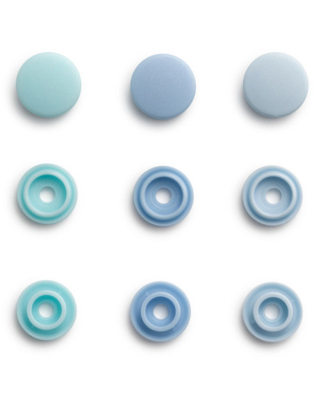 Set de 36 boutons pression Color Snaps Mini 9 mm - Camaïeu Bleu