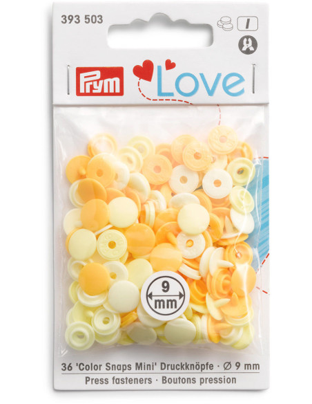 Set de 36 boutons pression Color Snaps Mini 9 mm - Camaïeu Jaune