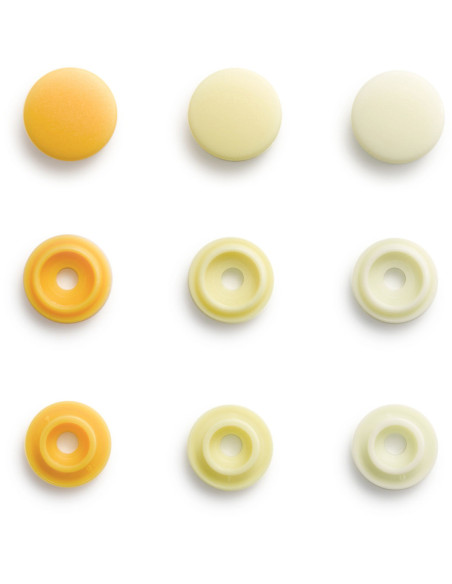 Set de 36 boutons pression Color Snaps Mini 9 mm - Camaïeu Jaune
