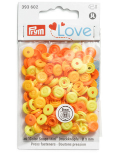 Set de 36 boutons pression Color Snaps Mini 9 mm Optique - Jaune, jaune orangé et orange