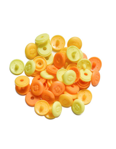 Set de 36 boutons pression Color Snaps Mini 9 mm Optique - Jaune, jaune orangé et orange