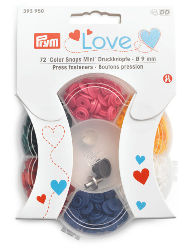 Boite de 72 boutons pression Color Snaps Mini 9 mm