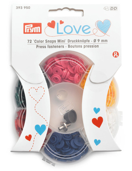 Boite de 72 boutons pression Color Snaps Mini 9 mm
