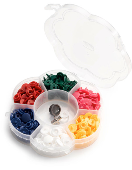 Boite de 72 boutons pression Color Snaps Mini 9 mm