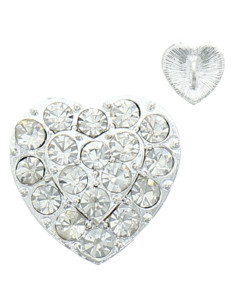 Bouton strass coeur 19 mm