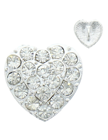 Bouton strass coeur 19 mm