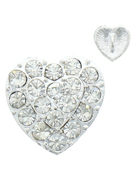Bouton strass coeur 19 mm