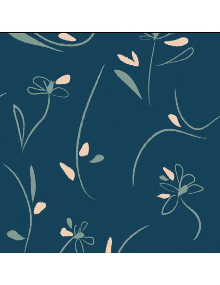 Tissu sergé de viscose Bloom bleu pétrole - Églantine & Zoé
