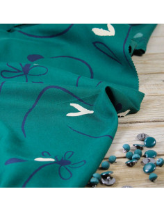 Tissu sergé de viscose Bloom vert émeraude - Églantine & Zoé