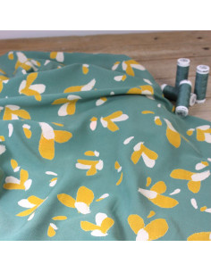 Tissu popeline de viscose Pétali vert sauge - Églantine & Zoé