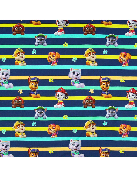 Tissu jersey Pat´ Patrouille - Personnages et lignes colorées