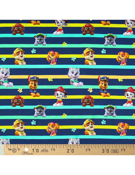 Tissu jersey Pat´ Patrouille - Personnages et lignes colorées