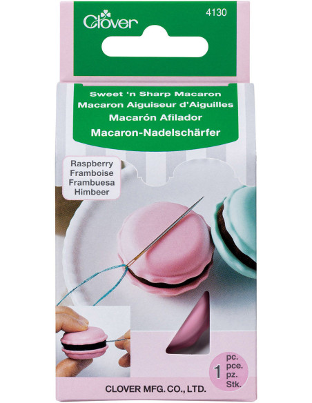 Macaron aiguiseur d´aiguilles et porte aiguilles - Framboise
