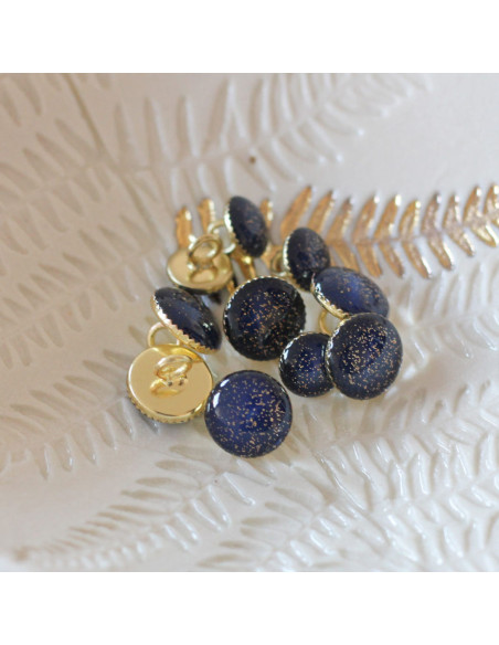 Bouton de bottine pailleté or - Bleu marine