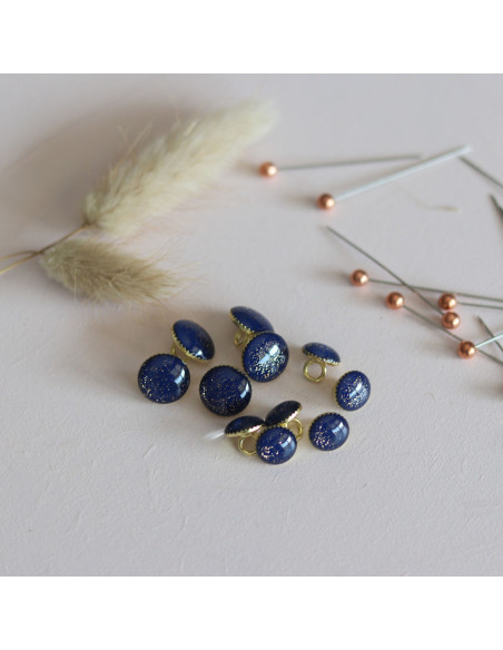 Bouton de bottine pailleté or - Bleu marine