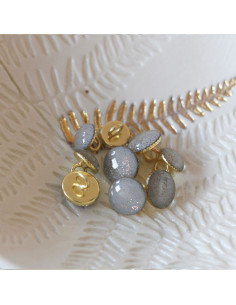 Bouton de bottine pailleté or - Gris perle