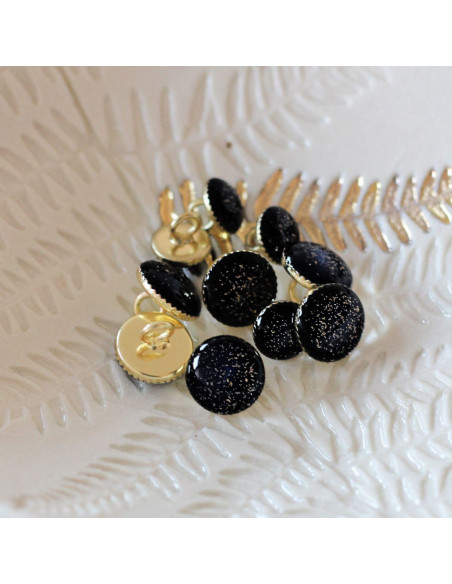 Bouton de bottine pailleté or - Noir