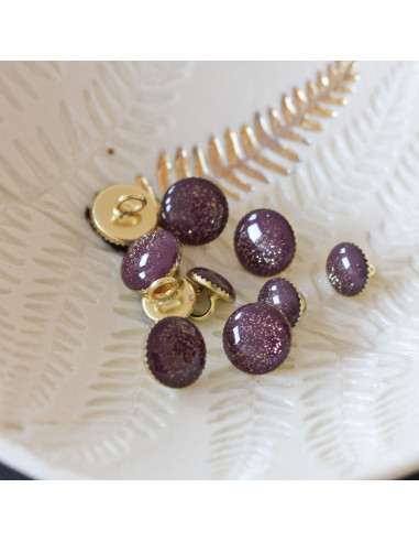 Bouton de bottine pailleté or - Violet