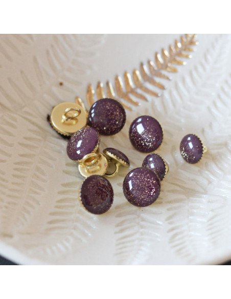Bouton de bottine pailleté or - Violet