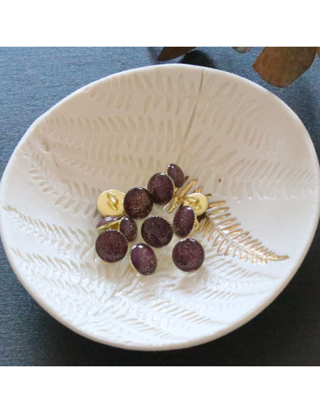 Bouton de bottine pailleté or - Violet