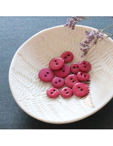 Bouton glitter 2 trous - Fuchsia