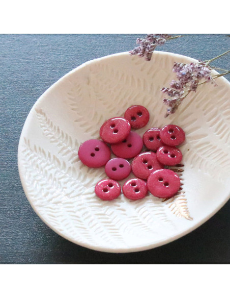 Bouton glitter 2 trous - Fuchsia
